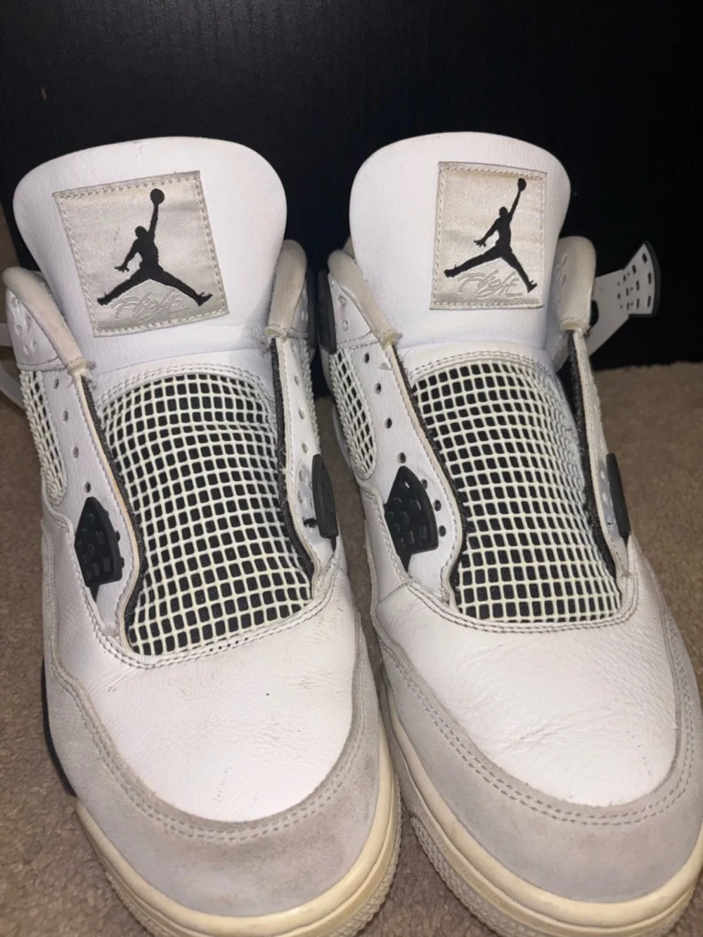 Air Jordan 4 Retro White Oreo (Tech White) Men’s Sneakers No Laces‎ No Box Used